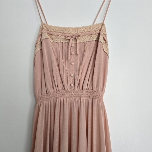 Vintage Pink Maxi Dress Set – Crochet Lace Trim Coquette Style - Picture 3 of 13